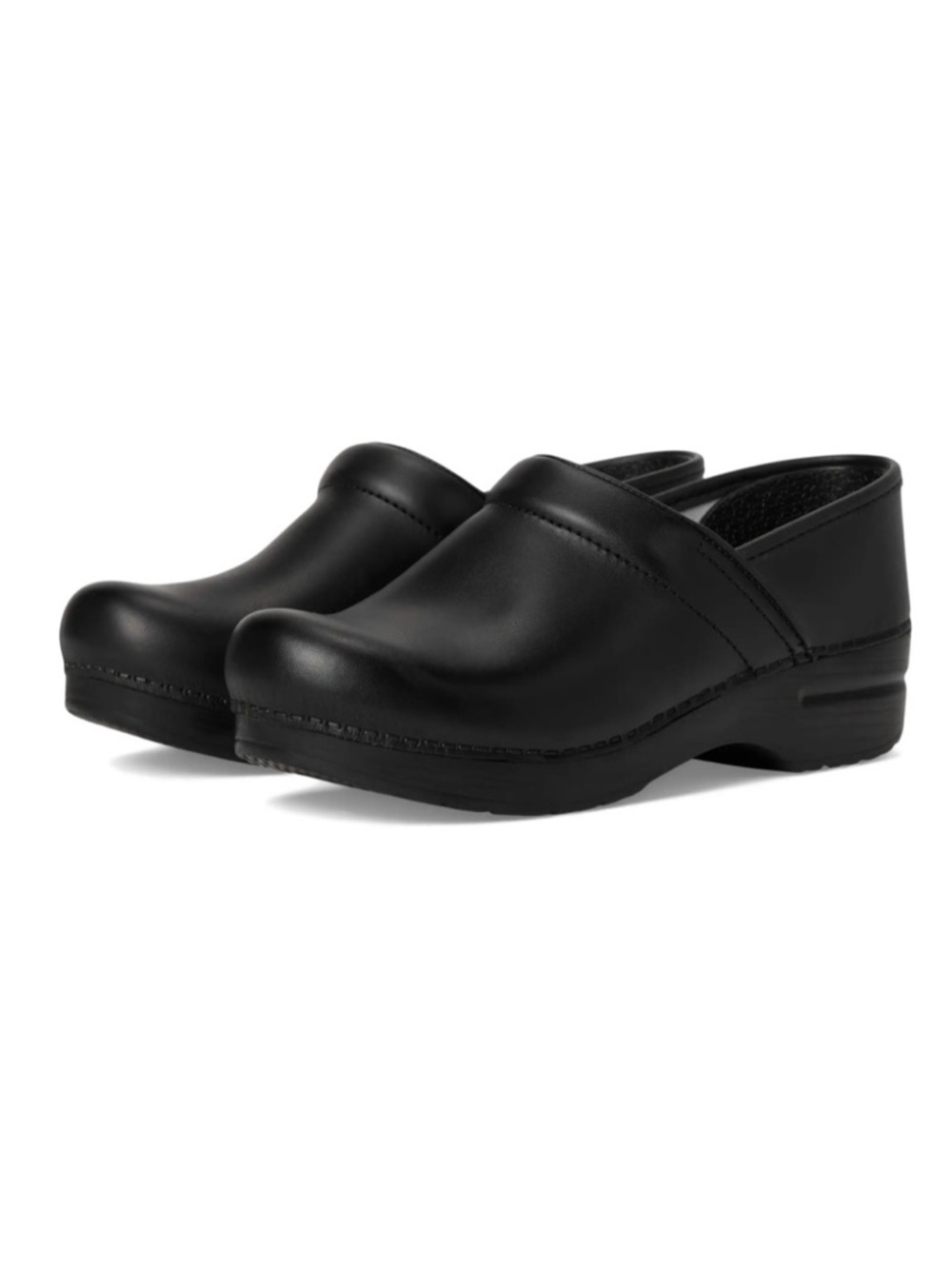 Dansko Black Slip-On Clogs with Treaded Rubber Soles